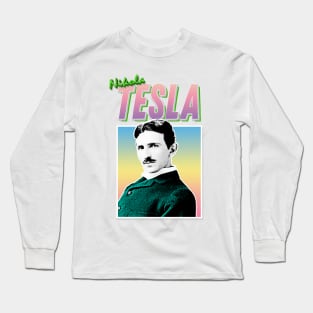 Nikola Tesla Graphic Design 90s Style Hipster Statement Tee Long Sleeve T-Shirt